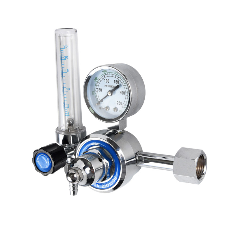 Niet-verwarmde kooldioxide CO2-regelaar Volledig messing gasregelaar met flowmeter